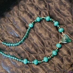 Green glass beaded necklace